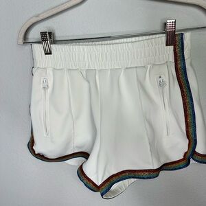 Half Heart White Shorts With Rainbow Trim 🌈 Medium Pride